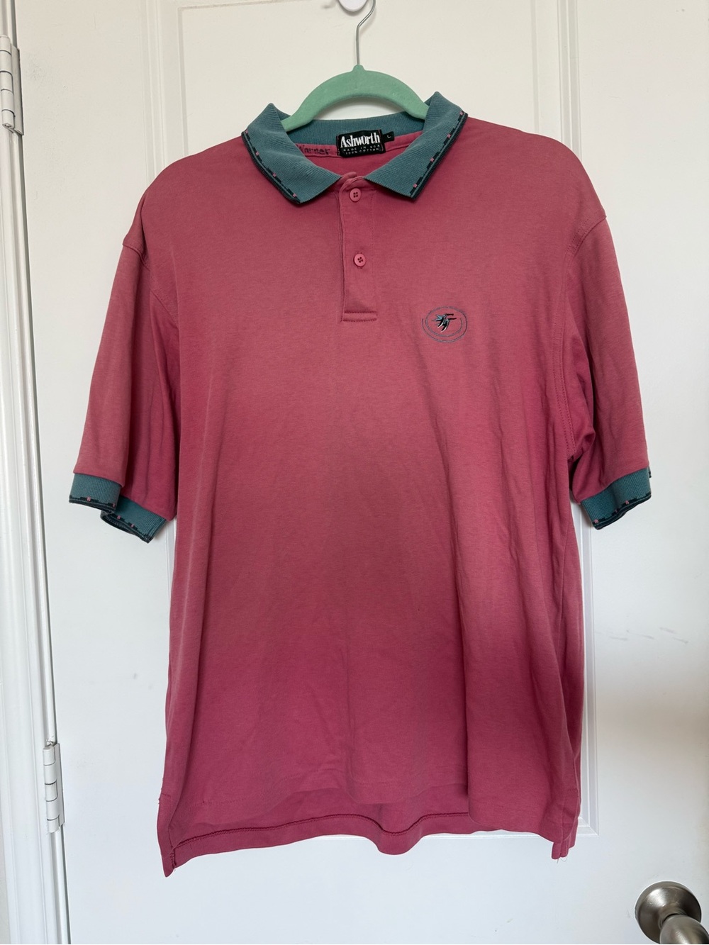 Vintage Ashworth Dusty Pink & Blue Ombré 100% Cotton Polo Shirt